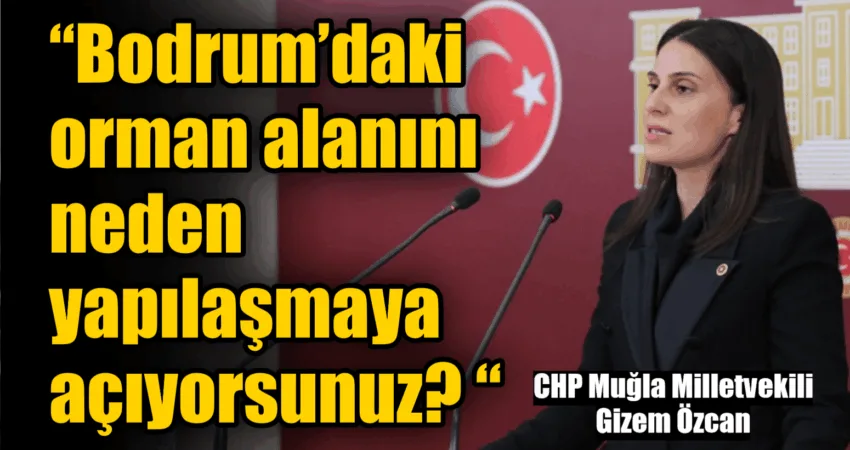 CHP Muğla Milletvekili Gizem Özcan: “Bodrum’daki orman alanını neden yapılaşmaya açıyorsunuz? “ Cumhuriyet Halk Partisi (CHP) Muğla Milletvekili Gizem Özcan, Bodrum ilçesi