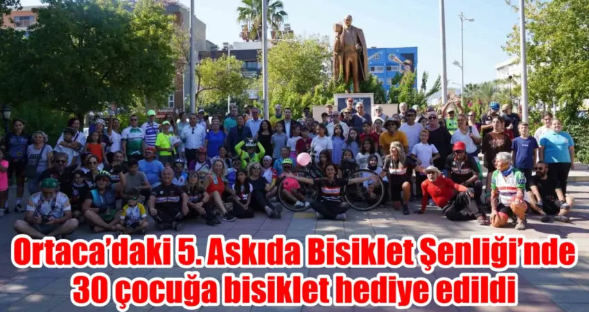 Ortaca’daki 5. Askıda Bisiklet Şenliği’nde 30 çocuğa bisiklet hediye edildi Muğla’nın Ortaca ilçesinde düzenlenen 5. Askıda Bisiklet Şenliği ile 30