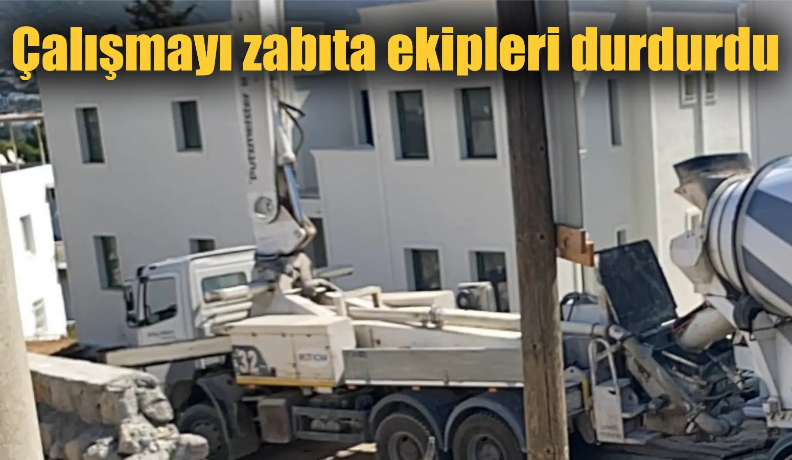Muğla’nın Bodrum ilçesinde inşaat yasağına rağmen yapılan beton atma işlemi,