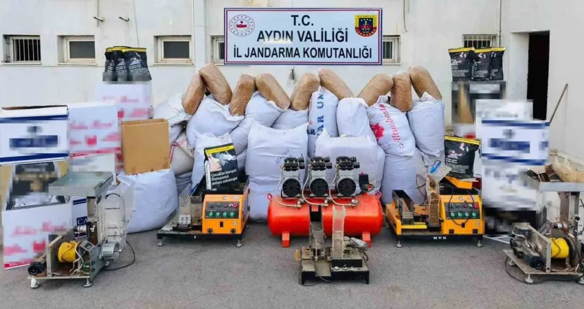 Ev değil, sigara fabrikası çıktı Aydın’ın Efeler ilçesinde jandarma ekipleri tarafından bir eve yapılan operasyonda,