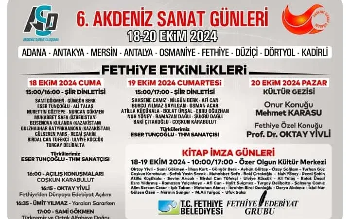 Muğla’nın Fethiye ilçesinde 18-19 Ekim tarihlerinde kentin şair ve yazarları