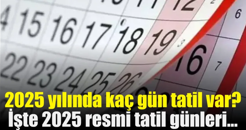 2025 yılında kaç gün tatil var? İşte 2025 resmi tatil günleri… 2024'ün bitmesine sayılı günler kala 2025 yılı içerisindeki resmi tatil