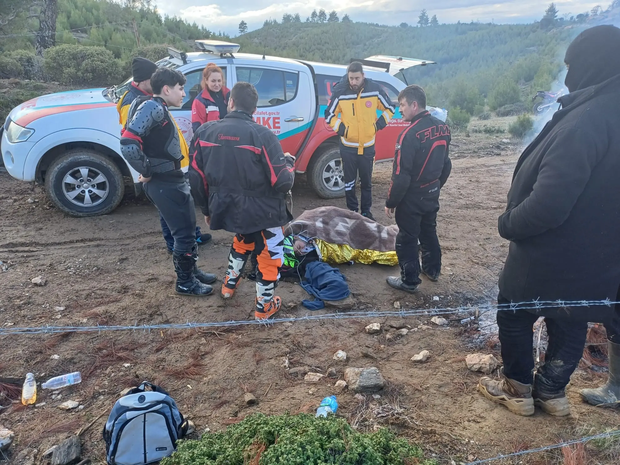  Aydın'ın Nazilli ilçesinde uçurumdan yuvarlanarak ağır yaralanan motokroscu, askeri