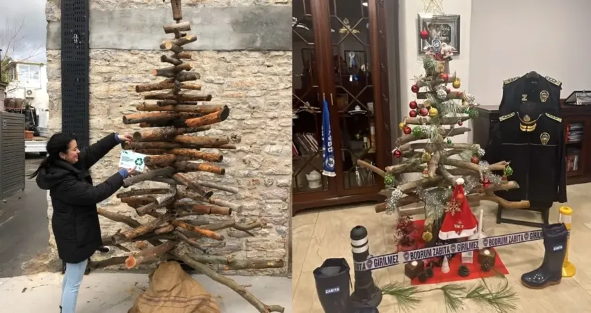 Bodrum Belediyesinden Çevre Dostu Yeni Yıl Ağaçları Bodrum Belediyesi, yeni yıl süslemeleri kapsamında ağaç budama çalışmalarından arta
