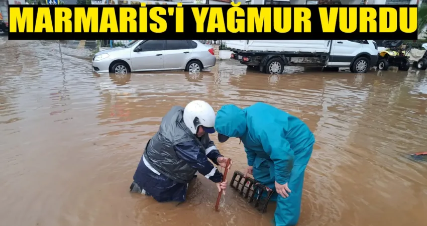 Marmaris’i yağmur vurdu Sağanak yağmur nedeniyle yoğun mesai yapan Marmaris Belediyesi ekipleri olumsuzluk