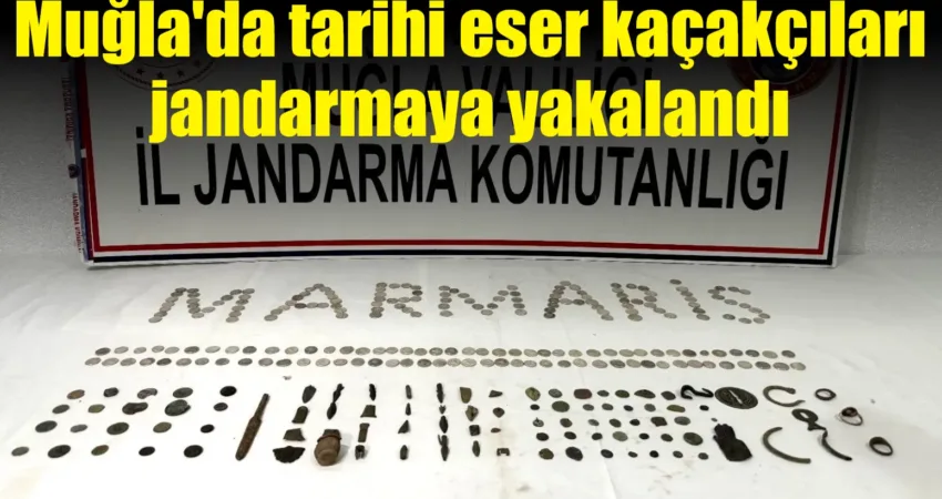 Marmaris’te tarihi eser kaçakçıları jandarmaya yakalandı Muğla'nın Marmaris ilçesinde bir ihbarı değerlendiren jandarma ekipleri Adaköy Mahallesi'nde