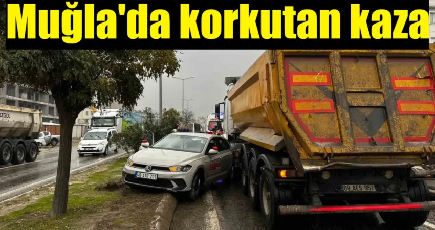 Muğla’nın Milas ilçesinde meydana gelen trafik kazasında otomobilde maddi hasar