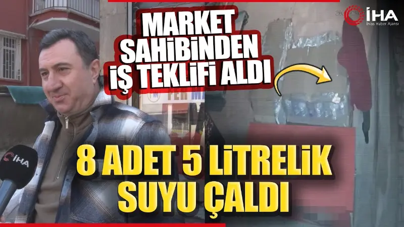 Ankara'da bir marketin önündeki 8 adet 5 litrelik su şişesini