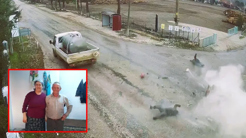 Denizli'nin Beyağaç ilçesinde süt toplama kamyonetiyle çarpışan sepetli motosikletteki çiftin