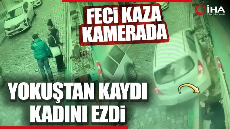 Fatih Balat’ta yağmurun etkisiyle yokuştan çıkarken kayan aracı fark eden