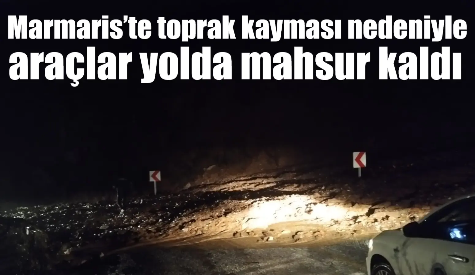 Muğla’nın Marmaris ilçesinde etkili olan sağanak yağış bazı bölgelerde heyelana