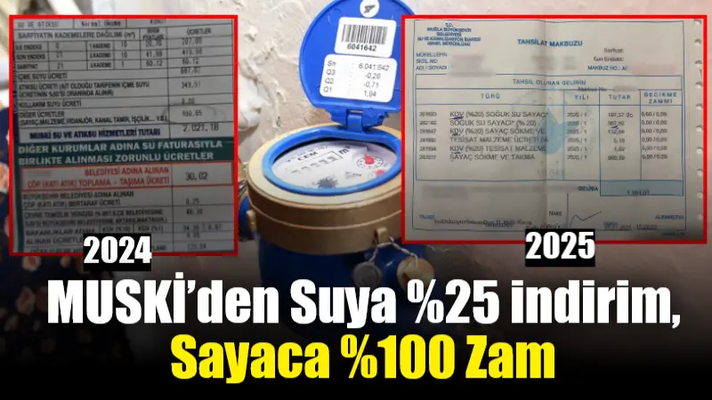 MUSKİ’den Suya Yüzde 25 İndirim, Sayaç Ücretlerine Yüzde 100 Zam MUSKİ, 2025 yılı için su kullanım ücretlerine yüzde 25 indirim