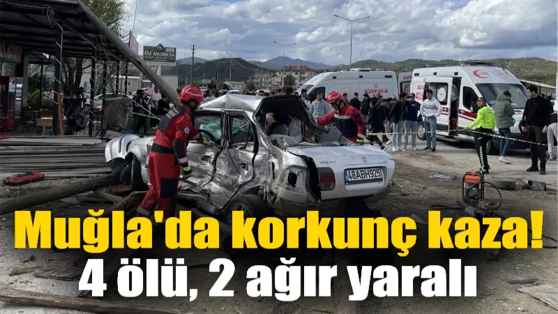 Muğla’da korkunç kaza! 4 ölü, 2 ağır yaralı Muğla'nın Seydikemer ilçesinde Ramazan Bayramı'nın ilk gününde yaşanan feci kazada