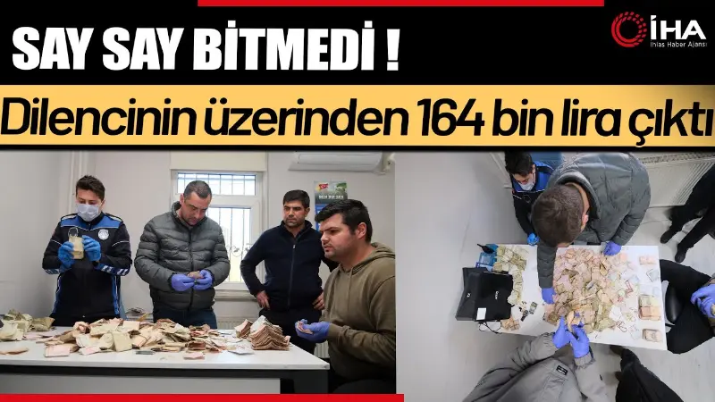 Yalova'da zabıta tarafından düzenlenen dilenci operasyonunda bir dilencinin üzerinden 164