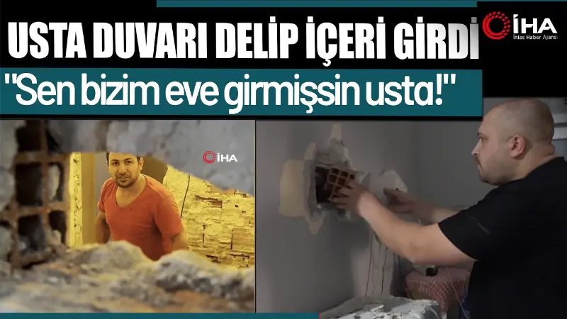 Mersin'de yan dairede yapılan tesisat çalışması sırasında evinin odasındaki duvarı