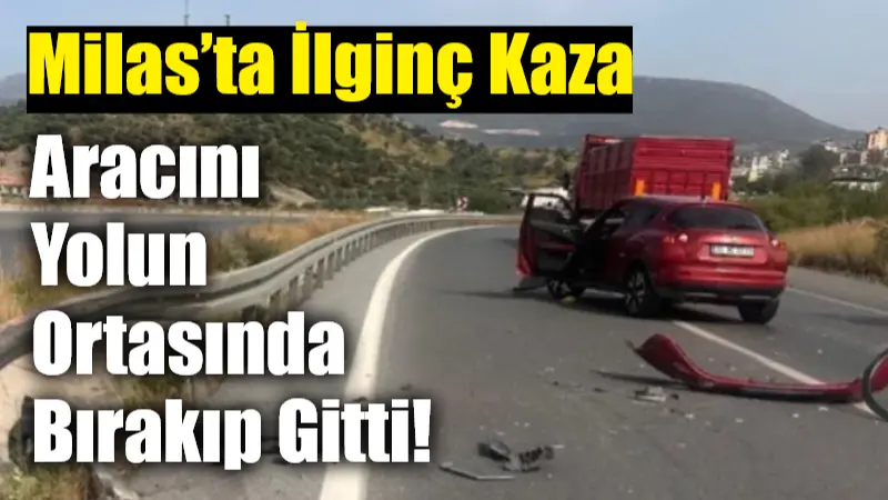 Milas girişinde meydana gelen kazada sürücü, direksiyon hakimiyetini kaybedip bariyerlere