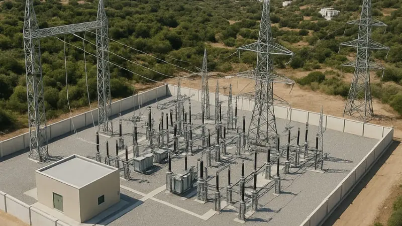 Türkiye Elektrik İletim A.Ş. (TEİAŞ) tarafından Yalıkavak mevkiinde inşaatı devam