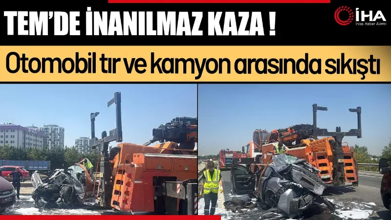 Sancaktepe TEM Otoyolu’nda tır, hafriyat kamyonu ve otomobilin karıştığı zincirleme