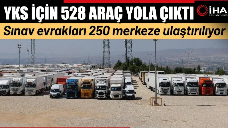 Yükseköğretim Kurumları Sınavının (2025-YKS) soru kitapçıklarını ve evraklarını taşıyan 528