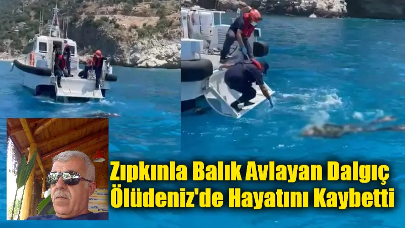 Fethiye'nin Ölüdeniz Mahallesi'nde zıpkınla balık avlamak için dalış yapan 51