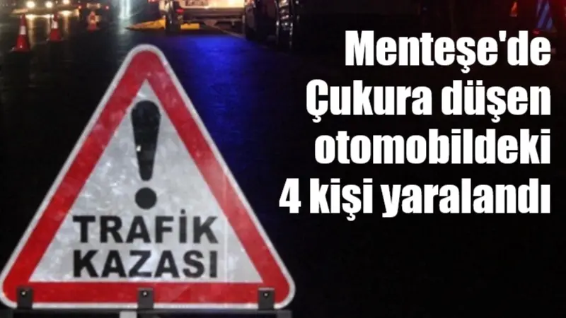 Muğla'nın Menteşe ilçesinde, sürücüsünün kontrolünü kaybettiği otomobilin yol kenarındaki çukura