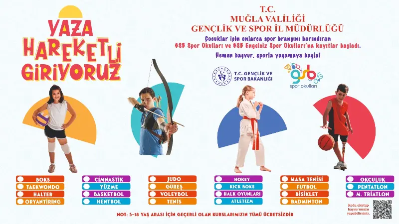 MUĞLA’DA GSB SPOR OKULLARI VE ENGELSİZ SPOR OKULLARI AÇILIYOR Muğla Gençlik ve Spor İl Müdürlüğü tarafından her yıl okulların