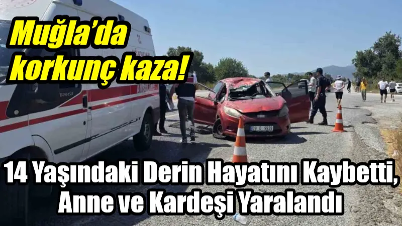 Muğla'nın Milas ilçesinde, sürücüsünün kontrolünden çıkan bir otomobilin karşı şeride