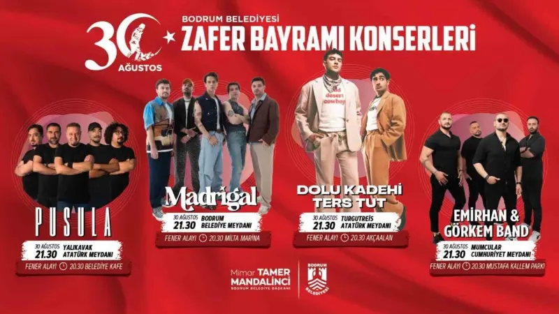 30 Ağustos Zafer Bayramı’nın 103. yılı, Bodrum’da dört farklı noktada