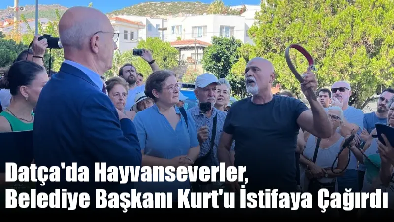 Datça'da hayvanseverler, belediye başkanı Aytaç Kurt'u seçimde verdiği barınak sözünü