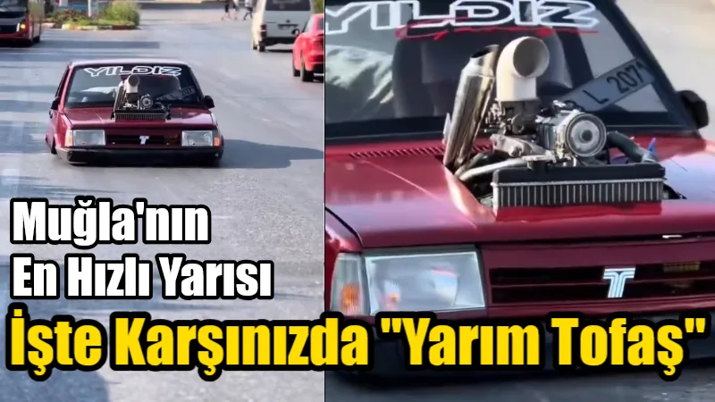 Muğla'da bir Tofaş'ın yarısından oluşan ilginç bir araç, yollarda görenlerin