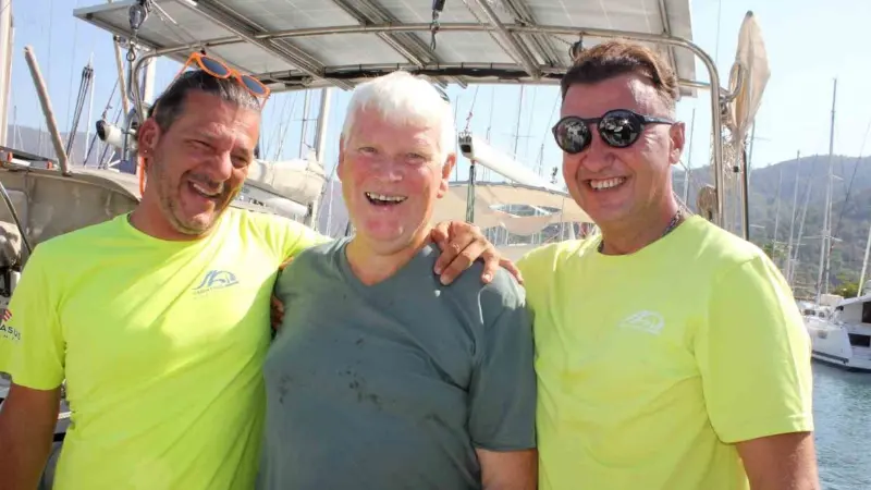 74 yaşındaki İngiliz denizci Nick Chapman, Muğla'nın Marmaris ilçesinde eşek