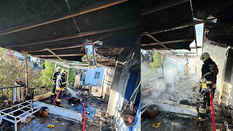 Muğla'nın Bodrum ilçesinde, Yalıkavak Geriş Mahallesi'nde bir evdeki elektrik kontağından