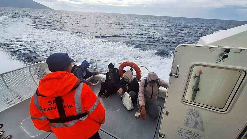 Muğla'nın Fethiye ilçesindeki Leylek Koyu'nda yardım talep eden 4 düzensiz