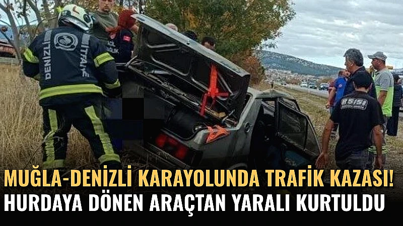 Denizli'nin Tavas ilçesinde, sürücüsünün direksiyon hakimiyetini kaybettiği otomobilin taklalar atarak