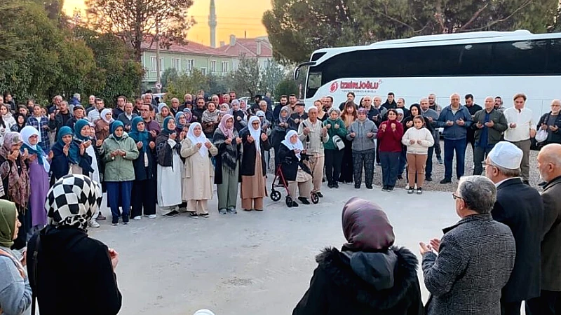 Muğla'da 220 kişilik umre kafilesi, Muğla Müftülüğü bahçesinde düzenlenen törenle