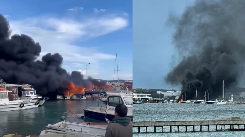 Çeşme’de korku dolu anlar: Tekneler alevlere teslim oldu İzmir'in Çeşme ilçesindeki Ilıca Yıldızburnu Plajı'nda demirli bir teknede çıkan
