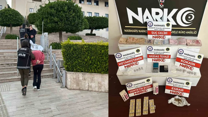 Muğla Narkotik Suçlarla Mücadele Şube Müdürlüğü, Marmaris'te yaptığı operasyonda uyuşturucu