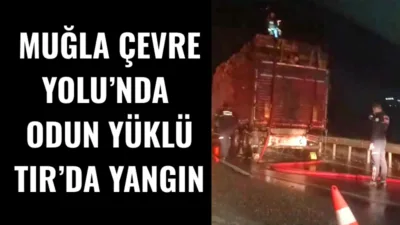 Muğla çevre yolunda seyir halindeki odun yüklü bir TIR’da çıkan