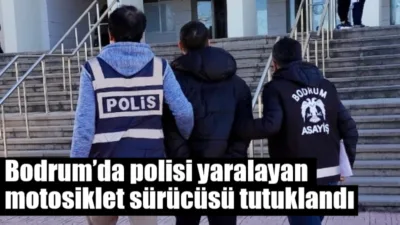 Muğla'nın Bodrum ilçesinde, kendisini durdurmak isteyen sivil trafik polisini sürükleyerek