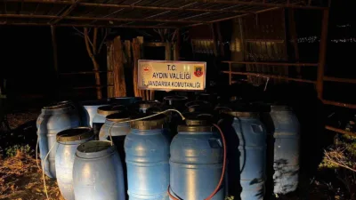 Aydın'ın Çine ilçesinde jandarma, sahte alkol üretimini engellemek amacıyla düzenlediği