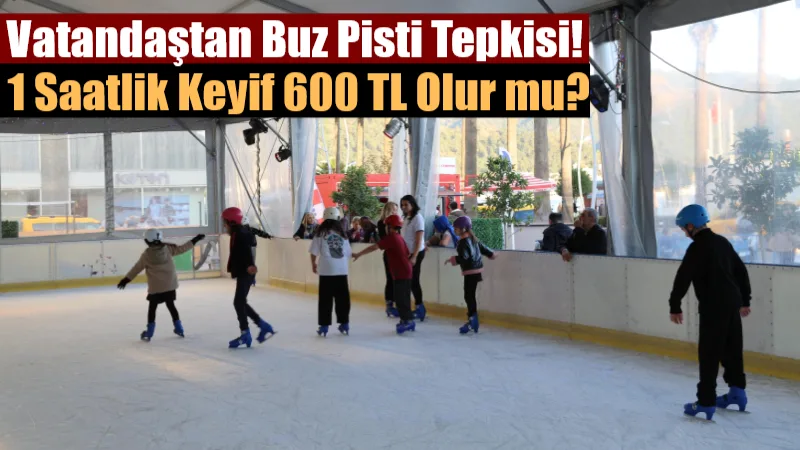  Marmaris New Year Fest kapsamında Atatürk Caddesi’ne kurulan buz pisti