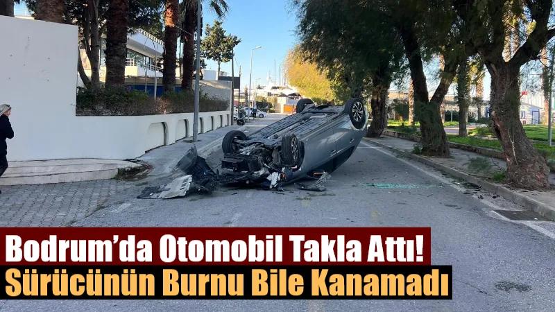 Bodrum’un Yalıkavak Mahallesi’nde kontrolden çıkan otomobil ağaca çarparak takla attı;