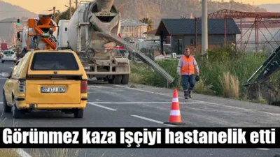 Muğla-Fethiye karayolunda kaldırım çalışması yapan bir işçi, yoldan geçen beton
