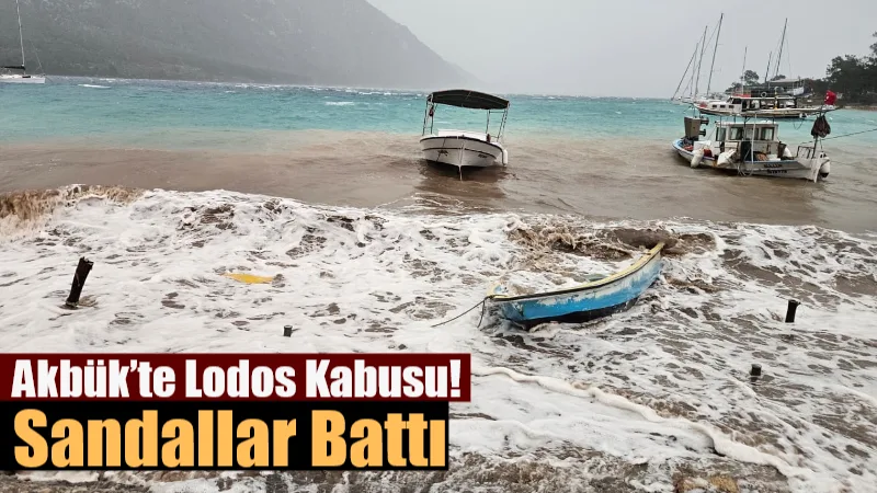 Akbük’te sabah saatlerinde etkisini artıran şiddetli lodos, kıyı şeridinde metrelerce