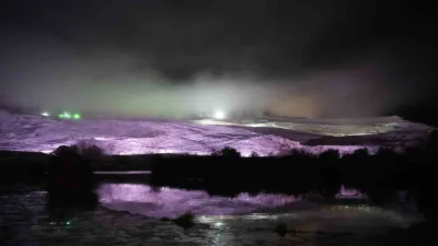 Denizli'de gün boyu süren şiddetli yağmurun ardından akşam saatlerinde oluşan