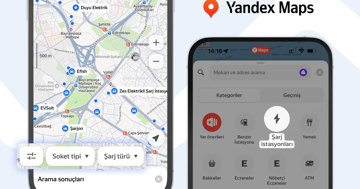 Yandex Maps, Türkiye'de elektrikli araç sahipleri için araçların teknik özelliklerine