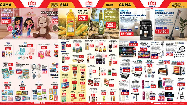 Gelecek haftanın BİM afişi ürünleri yayımlandı. Haftanın merakla beklenen 24-27