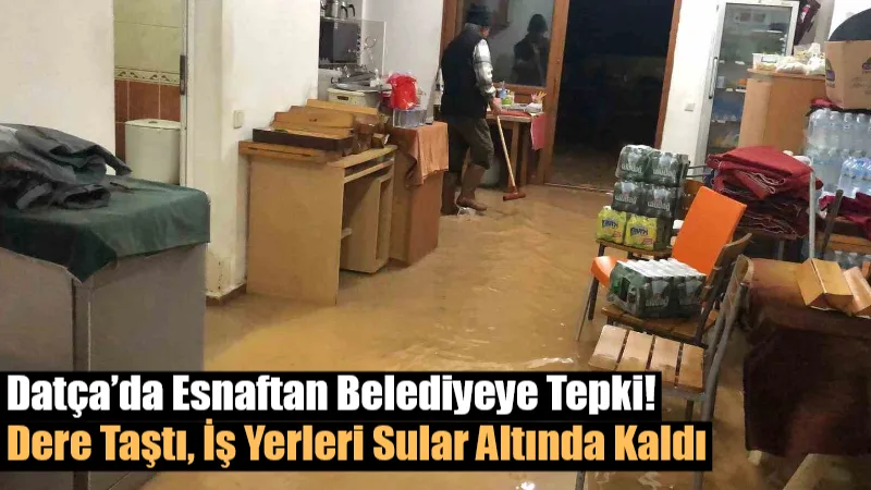Muğla’nın Datça ilçesinde etkili olan sağanak yağış sonrası dere taştı,