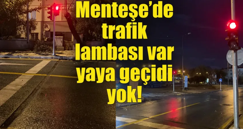 Muğla’nın Menteşe ilçesi Muslihittin Mahallesi’nde trafik lambasının olduğu yerde yaya