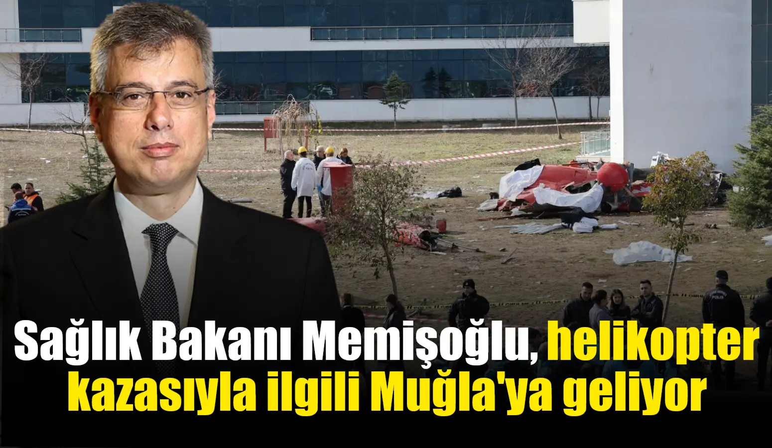 Muğla Eğitim ve Araştırma Hastanesi'nden havalanan ambulans helikopterin hastane binasına